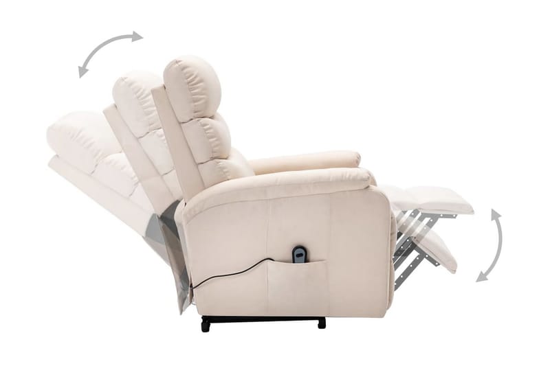 Reclinerfåtölj med uppresningshjälp gräddvit tyg - Vit - Möbler - Stolar & fåtöljer - Fåtölj - Biofåtölj & reclinerfåtölj