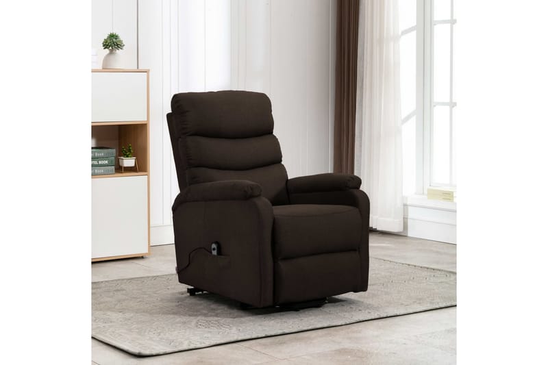 Reclinerfåtölj med uppresningshjälp mörkbrun tyg - Brun - Möbler - Stolar & fåtöljer - Fåtölj - Biofåtölj & reclinerfåtölj