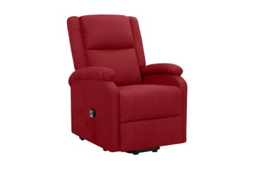 Reclinerfåtölj med uppresningshjälp vinröd tyg