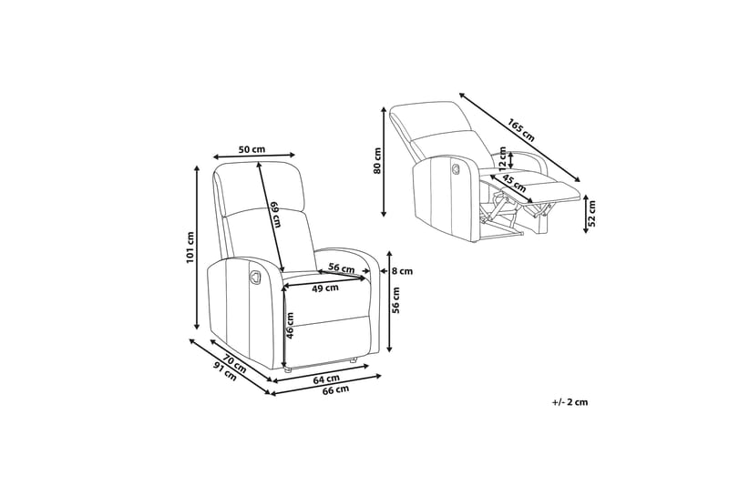Virrat Fåtölj LED-belysning + USB-port - Vit - Möbler - Stolar & fåtöljer - Fåtölj - Biofåtölj & reclinerfåtölj
