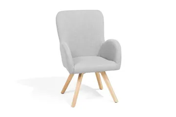 Bjarn Modern Oval Fåtölj i Tyg med Träben - Grå - Möbler - Stolar & fåtöljer - Fåtölj
