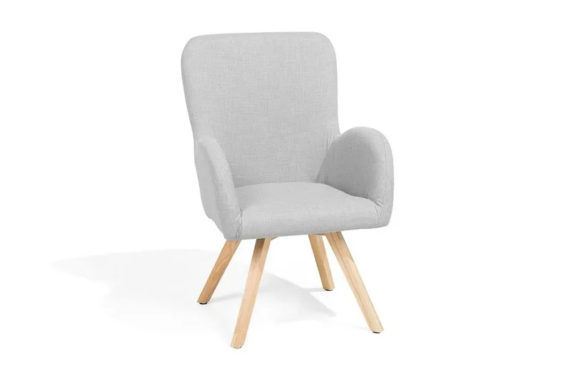 Bjarn Modern Oval Fåtölj i Tyg med Träben, Grå