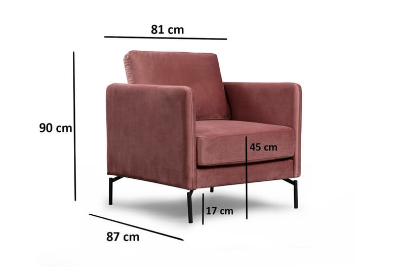Bramelia Modern Fåtölj i Sammet - Rosa - Möbler - Stolar & fåtöljer - Fåtölj