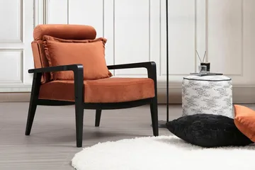 Bramelia Modern Fåtölj i Sammet - Rostorange - Möbler - Stolar & fåtöljer - Fåtölj