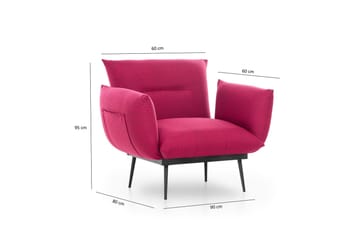 Bramelia Modern Fåtölj i Tyg med Metallben - Ceriserosa - Möbler - Stolar & fåtöljer - Fåtölj