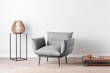 Bramelia Modern Fåtölj i Tyg med Metallben - Grå - Möbler - Stolar & fåtöljer - Fåtölj