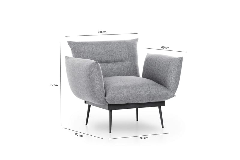 Bramelia Modern Fåtölj i Tyg med Metallben - Grå - Möbler - Stolar & fåtöljer - Fåtölj
