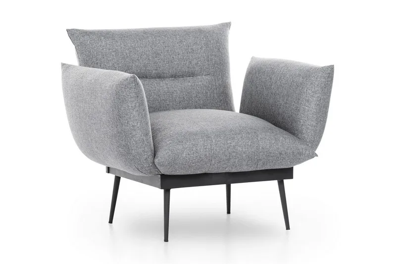 Bramelia Modern Fåtölj i Tyg med Metallben, Grå