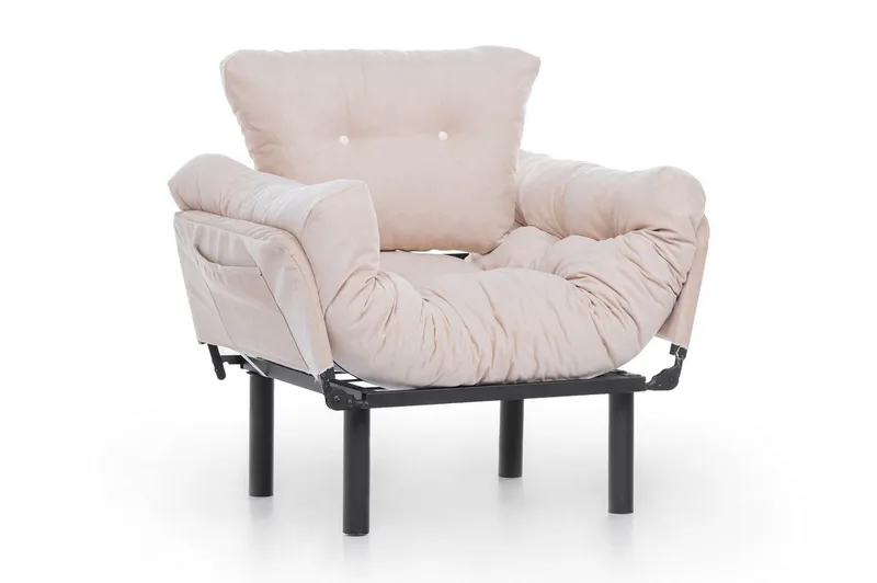 Bramelia Modern Fåtölj i Tyg med Metallstativ, Beige
