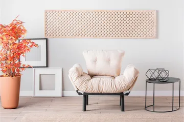 Bramelia Modern Fåtölj i Tyg med Metallstativ - Beige - Möbler - Stolar & fåtöljer - Fåtölj
