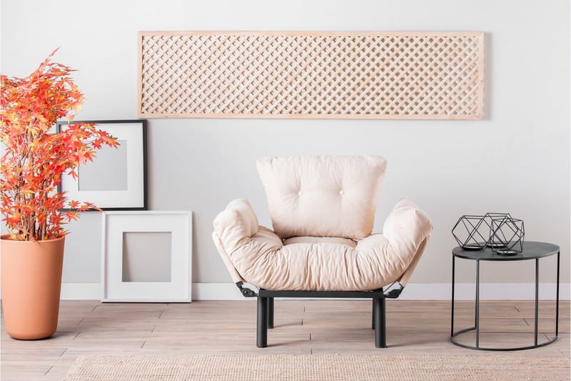 Bramelia Modern Fåtölj i Tyg med Metallstativ - Beige - Möbler - Stolar & fåtöljer - Fåtölj