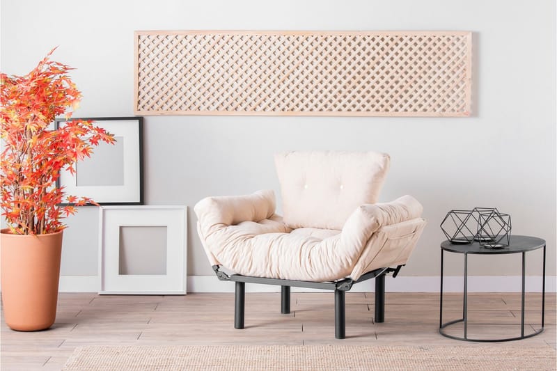Bramelia Modern Fåtölj i Tyg med Metallstativ - Beige - Möbler - Stolar & fåtöljer - Fåtölj