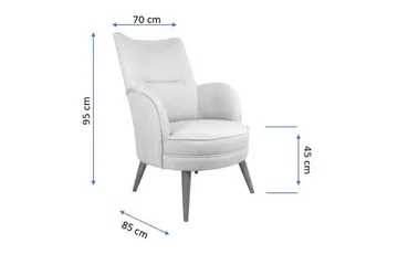 Brandn Oval Fåtölj med Armstöd och Träben i Tyg - Beige - Möbler - Stolar & fåtöljer - Fåtölj