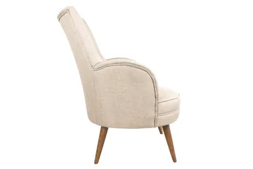 Brandn Oval Fåtölj med Armstöd och Träben i Tyg - Beige - Möbler - Stolar & fåtöljer - Fåtölj