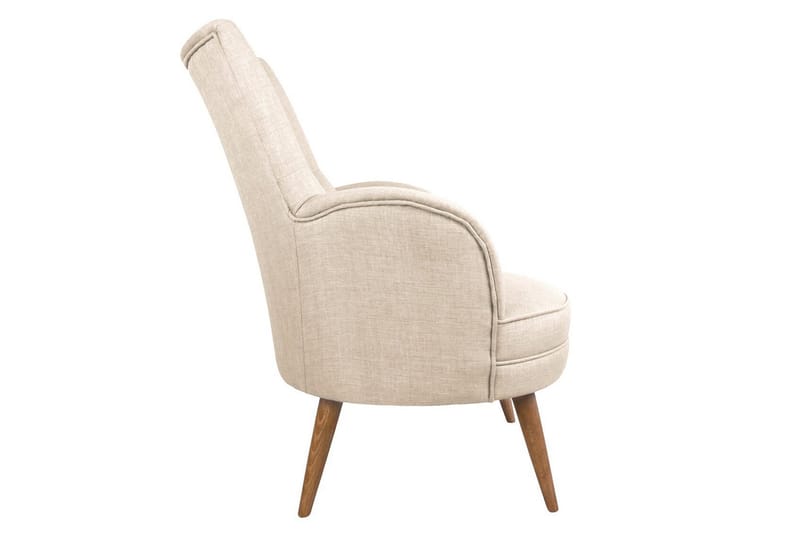 Brandn Oval Fåtölj med Armstöd och Träben i Tyg - Beige - Möbler - Stolar & fåtöljer - Fåtölj