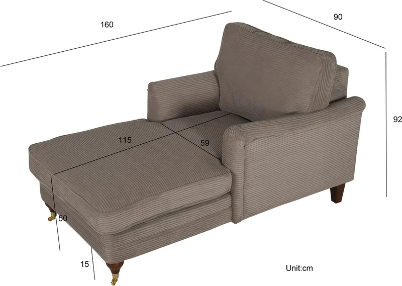 Chaiselounge Howard Watford Deluxe - Grå - Grå - Möbler - Stolar & fåtöljer - Fåtölj - Schäslongfåtölj & divanfåtölj