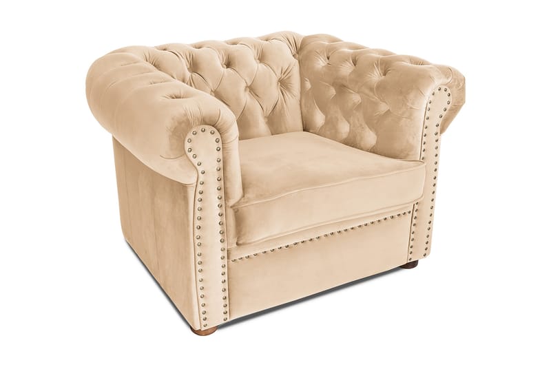 Chesterfield Deluxe Fåtölj - Beige - Chesterfield fåtölj