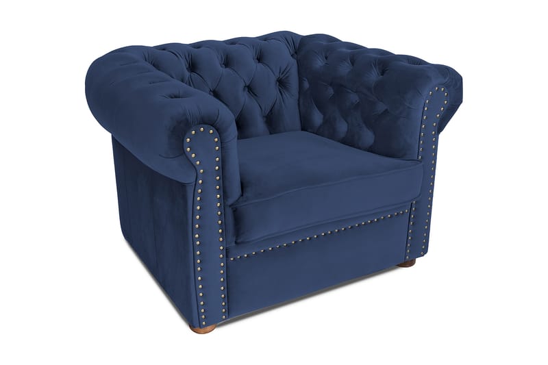 Chesterfield Deluxe Fåtölj - Marinblå - Chesterfield fåtölj