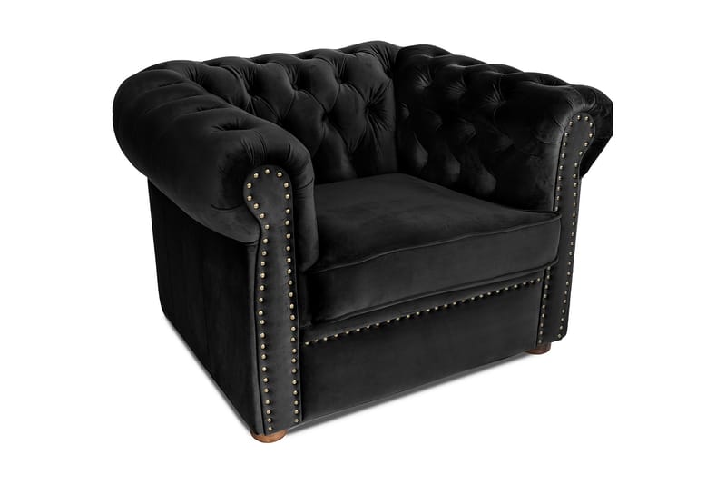 Chesterfield Deluxe Fåtölj - Svart - Chesterfield fåtölj