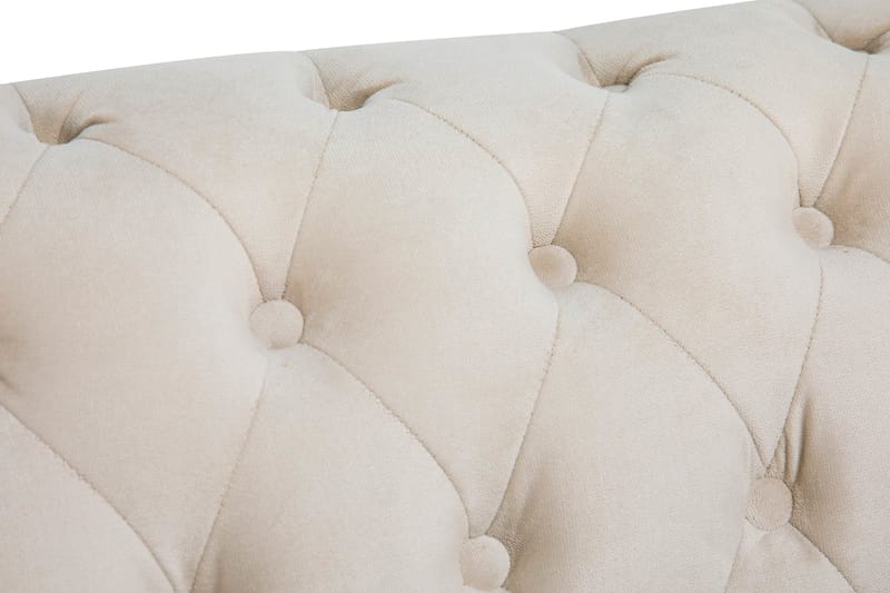 Chesterfield Deluxe Fåtölj+Fotpall - Sammet Beige - Möbler - Stolar & fåtöljer - Fåtölj - Chesterfield fåtölj