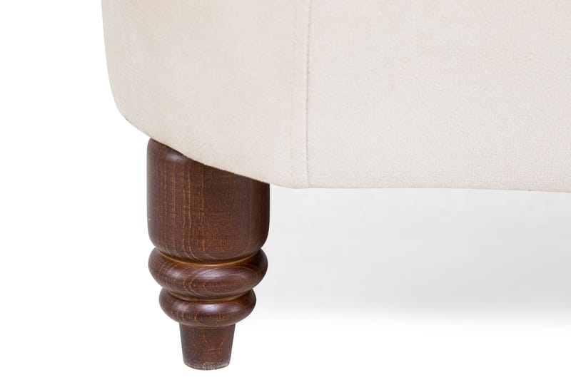 Chesterfield Deluxe Fåtölj+Fotpall - Sammet Beige - Möbler - Stolar & fåtöljer - Fåtölj - Chesterfield fåtölj