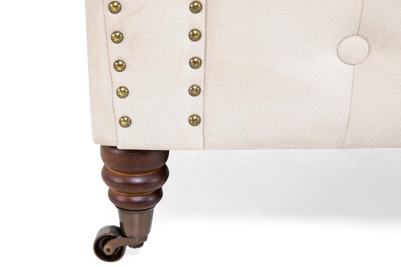 Chesterfield Deluxe Fåtölj+Fotpall - Sammet Beige - Möbler - Stolar & fåtöljer - Fåtölj - Chesterfield fåtölj