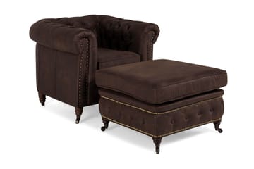 Chesterfield Deluxe Fåtölj+Fotpall