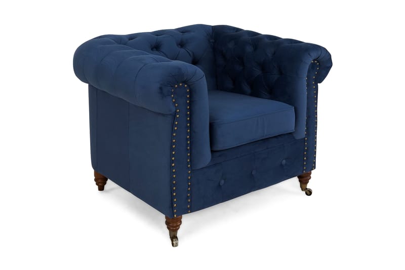 Chesterfield Deluxe Fåtölj - Petrolblå Sammet - Möbler - Stolar & fåtöljer - Fåtölj - Chesterfield fåtölj