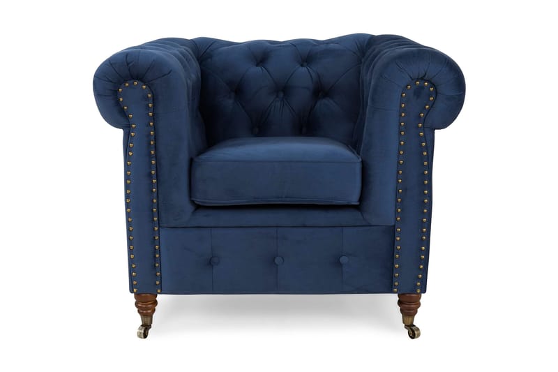 Chesterfield Deluxe Fåtölj - Petrolblå Sammet - Möbler - Stolar & fåtöljer - Fåtölj - Chesterfield fåtölj