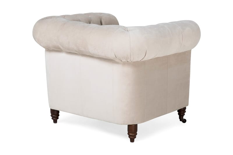 Chesterfield Deluxe Sammetsfåtölj - Beige - Möbler - Stolar & fåtöljer - Fåtölj - Chesterfield fåtölj