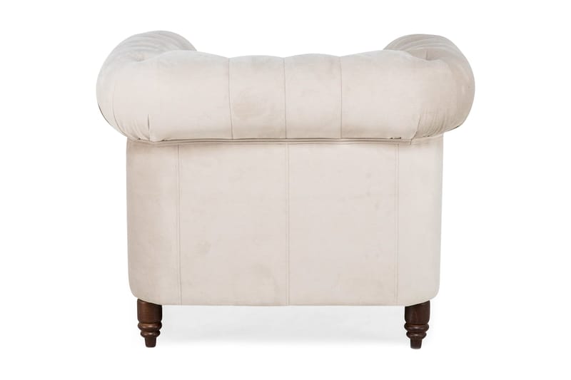 Chesterfield Deluxe Sammetsfåtölj - Beige - Möbler - Stolar & fåtöljer - Fåtölj - Chesterfield fåtölj