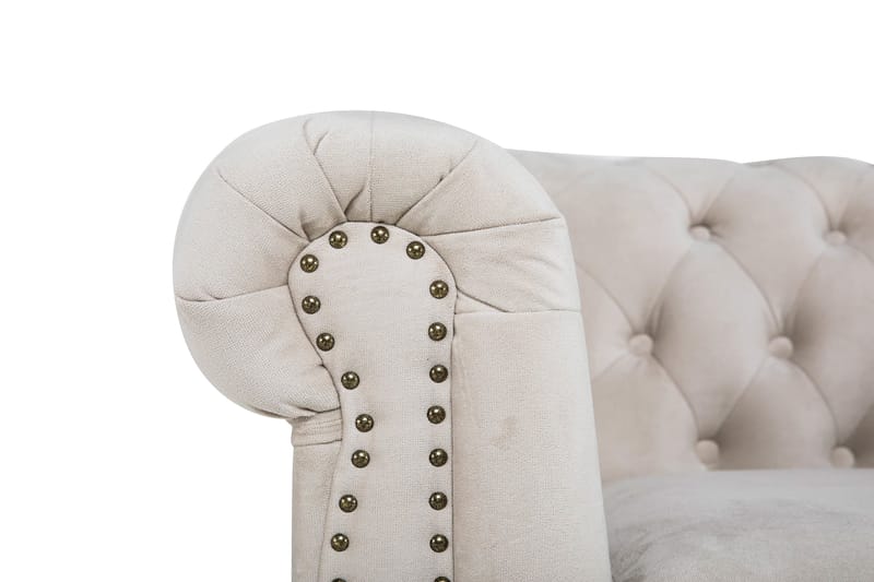 Chesterfield Deluxe Sammetsfåtölj - Beige - Möbler - Stolar & fåtöljer - Fåtölj - Chesterfield fåtölj