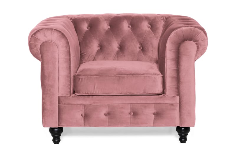 Chesterfield Lyx Fåtölj - Rosa Sammet - Möbler - Stolar & fåtöljer - Fåtölj - Chesterfield fåtölj