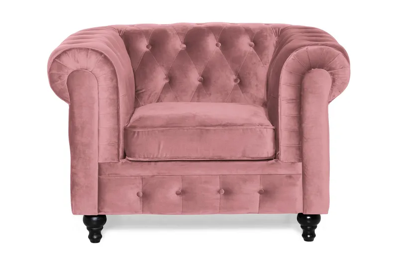 Chesterfield Lyx Fåtölj - Rosa Sammet - Möbler - Stolar & fåtöljer - Fåtölj - Chesterfield fåtölj