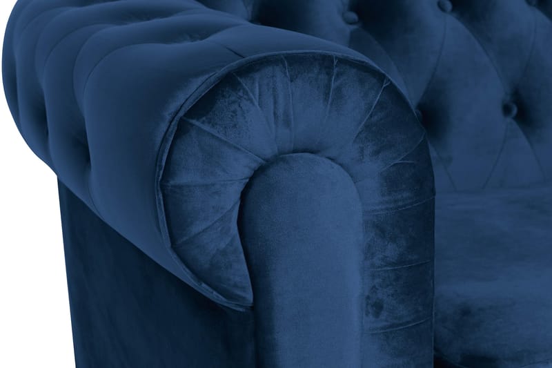 Chesterfield Lyx Stor skön djup sammetsfåtölj - Fåtölj till vardagsrum - Blå Sammet - Möbler - Stolar & fåtöljer - Fåtölj - Chesterfield fåtölj