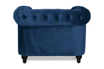 Chesterfield Lyx Stor skön djup sammetsfåtölj - Fåtölj till vardagsrum - Blå - Möbler - Stolar & fåtöljer - Fåtölj - Chesterfield fåtölj