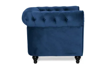 Chesterfield Lyx Stor skön djup sammetsfåtölj - Fåtölj till vardagsrum - Blå - Möbler - Stolar & fåtöljer - Fåtölj - Chesterfield fåtölj