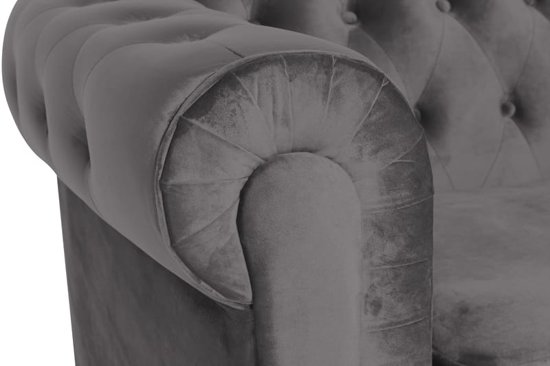 Chesterfield Lyx Stor skön djup sammetsfåtölj - Fåtölj till vardagsrum - Mörkgrå Sammet - Möbler - Stolar & fåtöljer - Fåtölj - Chesterfield fåtölj