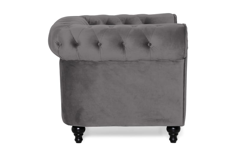 Chesterfield Lyx Stor skön djup sammetsfåtölj - Fåtölj till vardagsrum - Mörkgrå Sammet - Möbler - Stolar & fåtöljer - Fåtölj - Chesterfield fåtölj