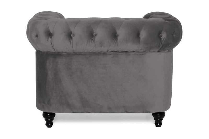 Chesterfield Lyx Stor skön djup sammetsfåtölj - Fåtölj till vardagsrum - Mörkgrå Sammet - Möbler - Stolar & fåtöljer - Fåtölj - Chesterfield fåtölj