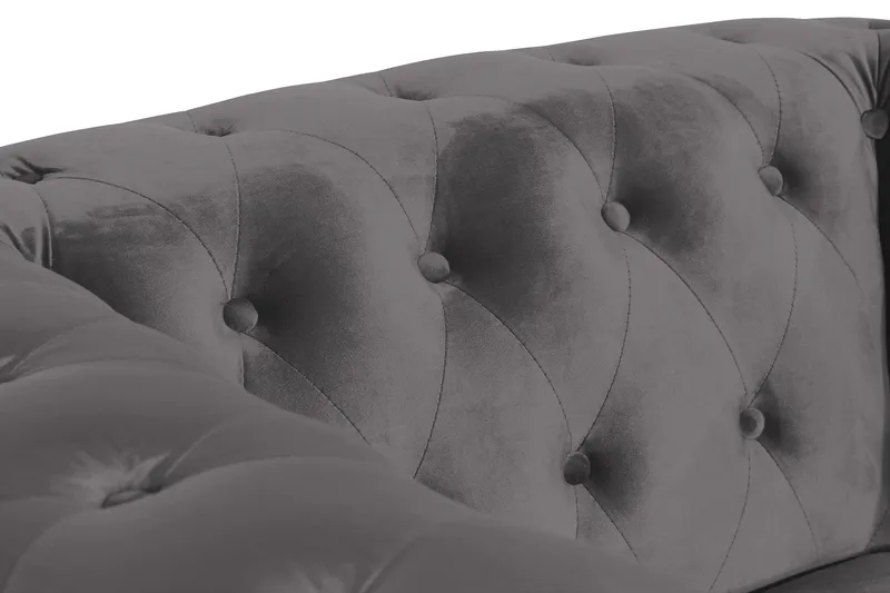 Chesterfield Lyx Stor skön djup sammetsfåtölj - Fåtölj till vardagsrum - Mörkgrå Sammet - Möbler - Stolar & fåtöljer - Fåtölj - Chesterfield fåtölj