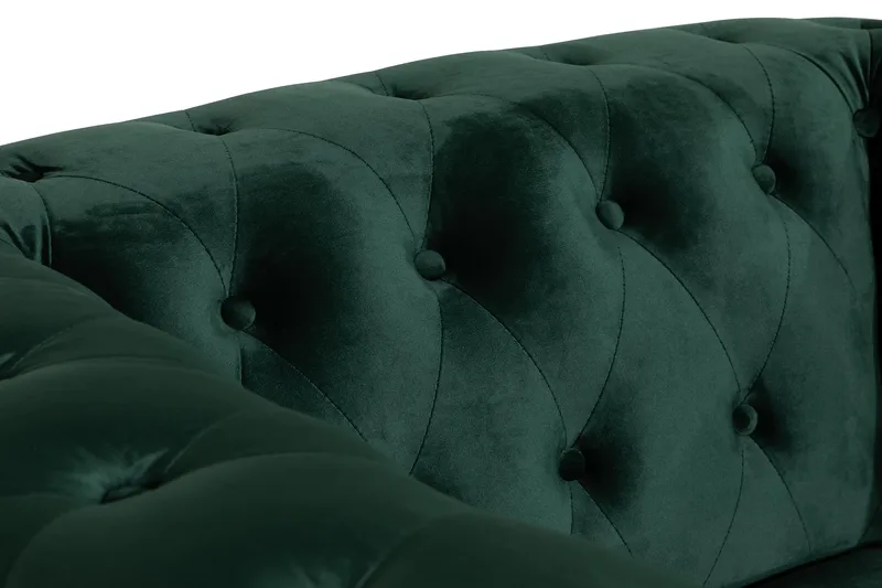 Chesterfield Lyx Stor skön djup sammetsfåtölj - Fåtölj till vardagsrum - Mörkgrön Sammet - Möbler - Stolar & fåtöljer - Fåtölj - Chesterfield fåtölj