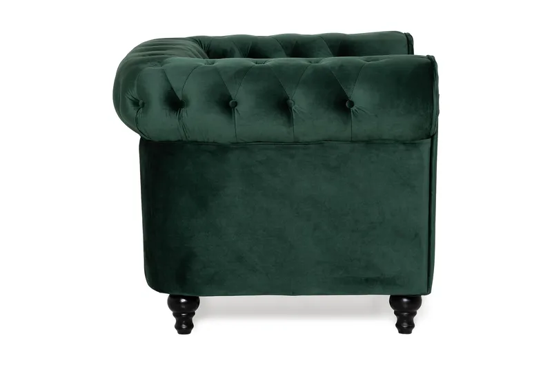 Chesterfield Lyx Stor skön djup sammetsfåtölj - Fåtölj till vardagsrum - Mörkgrön Sammet - Möbler - Stolar & fåtöljer - Fåtölj - Chesterfield fåtölj
