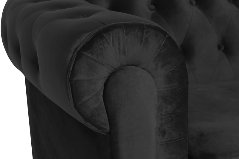 Chesterfield Lyx Stor skön djup sammetsfåtölj - Fåtölj till vardagsrum - Svart Sammet - Möbler - Stolar & fåtöljer - Fåtölj - Chesterfield fåtölj