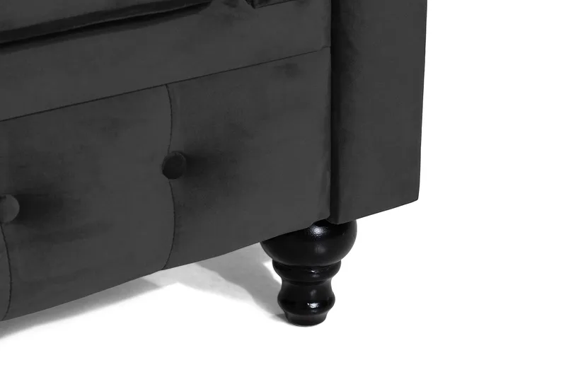 Chesterfield Lyx Stor skön djup sammetsfåtölj - Fåtölj till vardagsrum - Svart Sammet - Möbler - Stolar & fåtöljer - Fåtölj - Chesterfield fåtölj