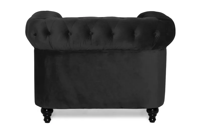 Chesterfield Lyx Stor skön djup sammetsfåtölj - Fåtölj till vardagsrum - Svart Sammet - Möbler - Stolar & fåtöljer - Fåtölj - Chesterfield fåtölj
