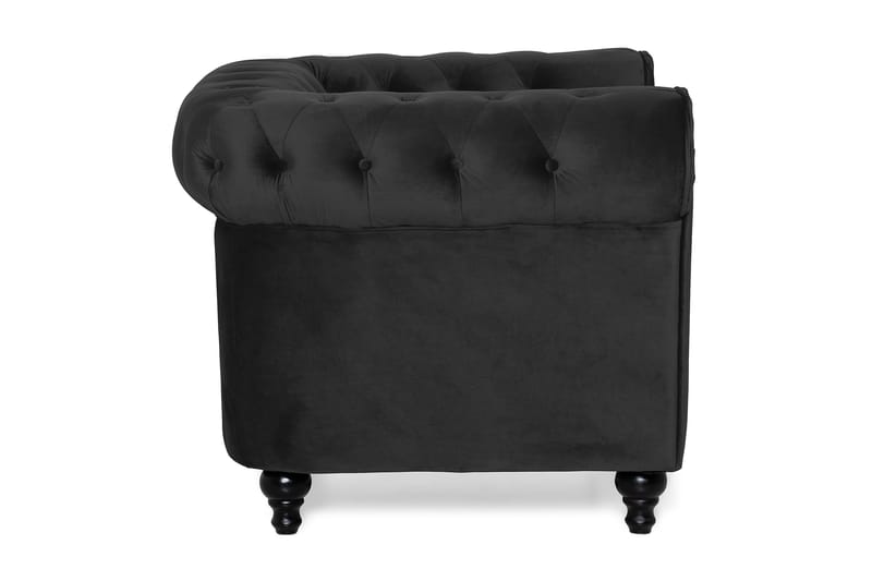 Chesterfield Lyx Stor skön djup sammetsfåtölj - Fåtölj till vardagsrum - Svart Sammet - Möbler - Stolar & fåtöljer - Fåtölj - Chesterfield fåtölj