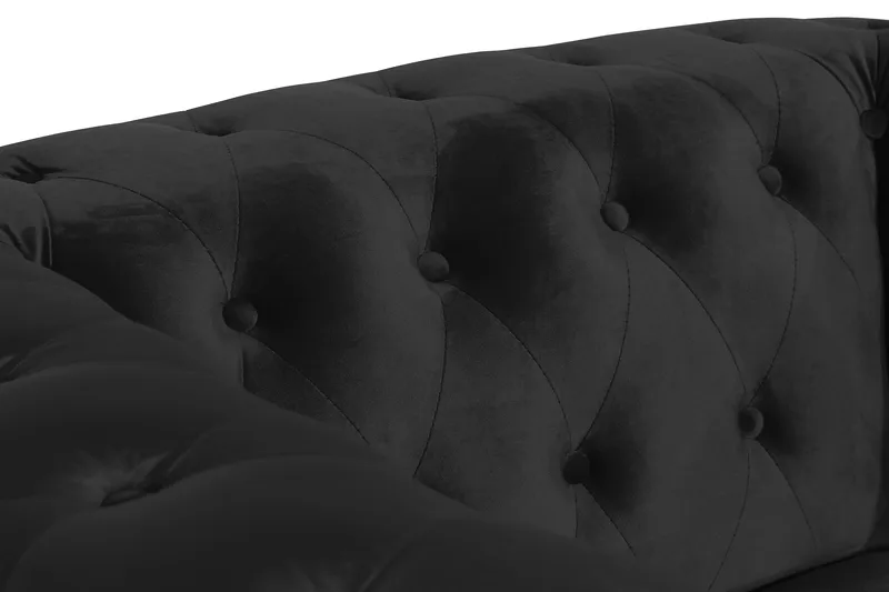 Chesterfield Lyx Stor skön djup sammetsfåtölj - Fåtölj till vardagsrum - Svart Sammet - Möbler - Stolar & fåtöljer - Fåtölj - Chesterfield fåtölj