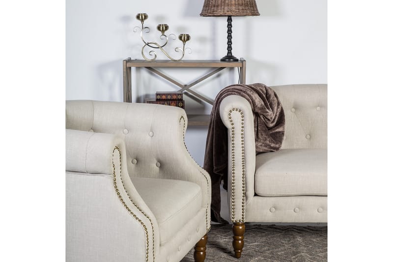 Fåtölj Holmes 83x75x78 cm Beige - Möbler - Stolar & fåtöljer - Fåtölj - Chesterfield fåtölj