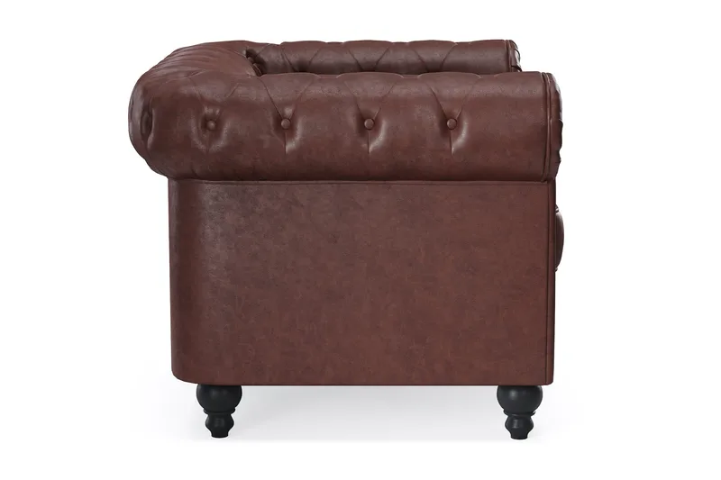Chesterfield Lyx Stor skön djup fåtölj i konstläder till vardagsrum - Mörkbrun PU - Möbler - Stolar & fåtöljer - Fåtölj - Chesterfield fåtölj